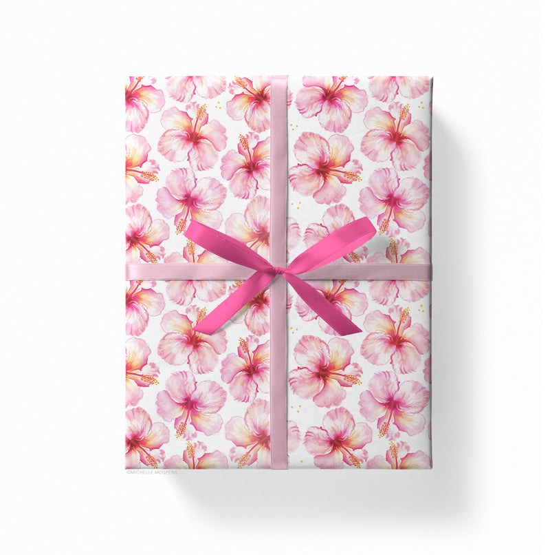 Wrapping Paper: Pink Juliet Floral gift Wrap, Birthday, Holiday, Christmas  