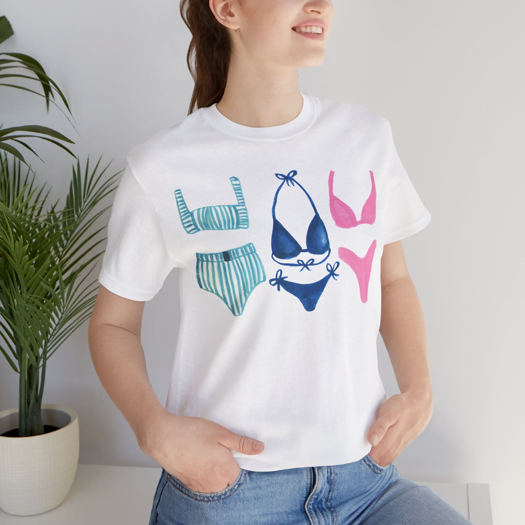 Watercolor Bikini Swimsuits Unisex Jersey Short Sleeve T-shirt - Beachy Shirt