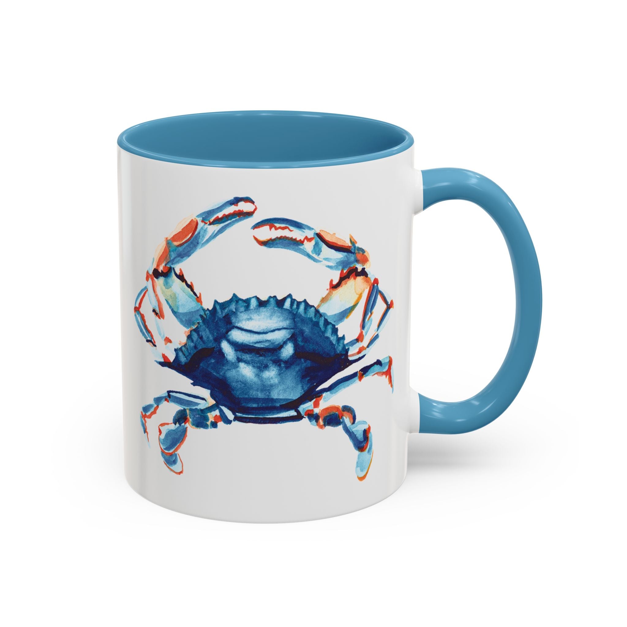 Michelle Mospens Nautical Watercolor Blue Crab Coffee Mug | Coastal Beach Lover Gift