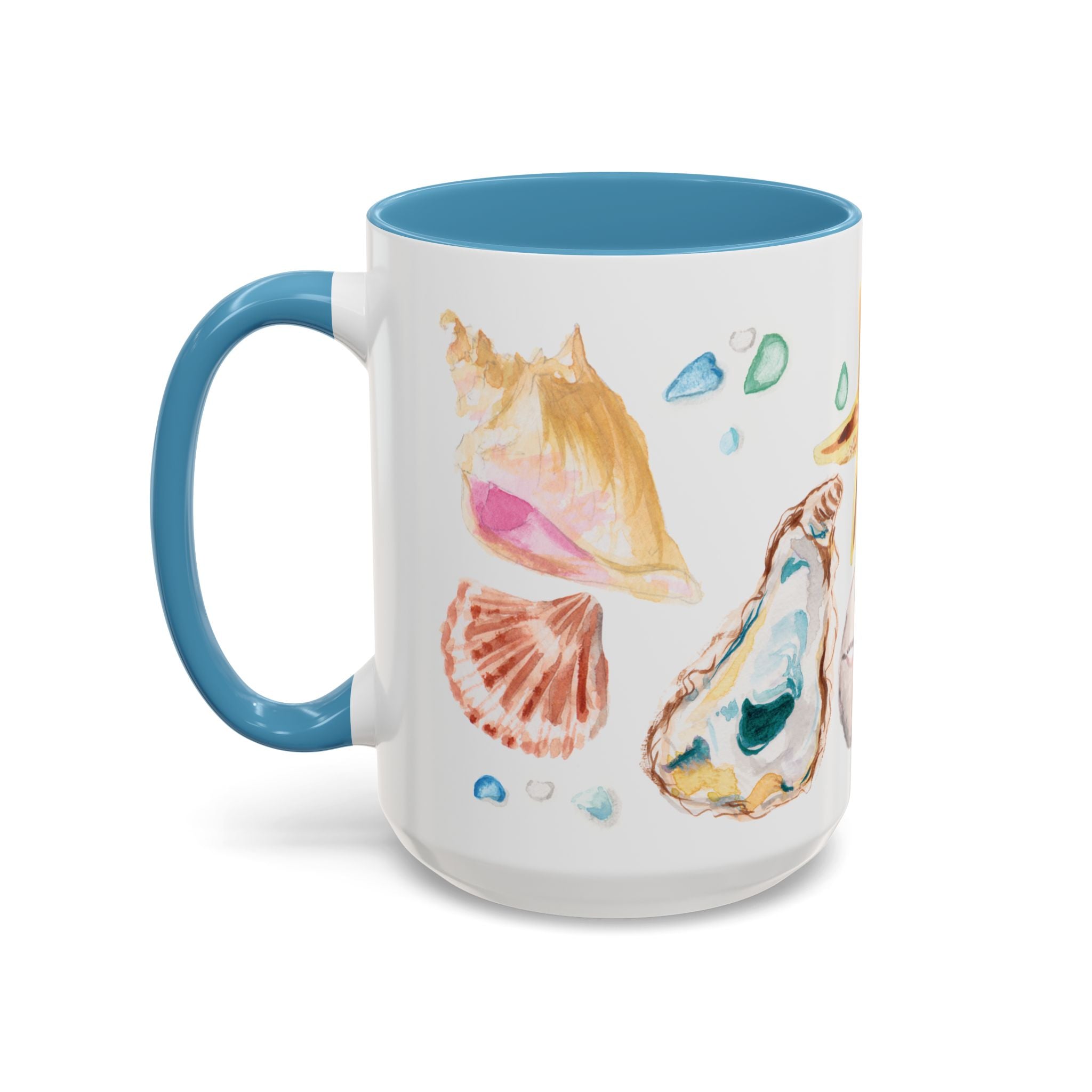 Watercolor Beach Seashells Coffee Mug 15oz