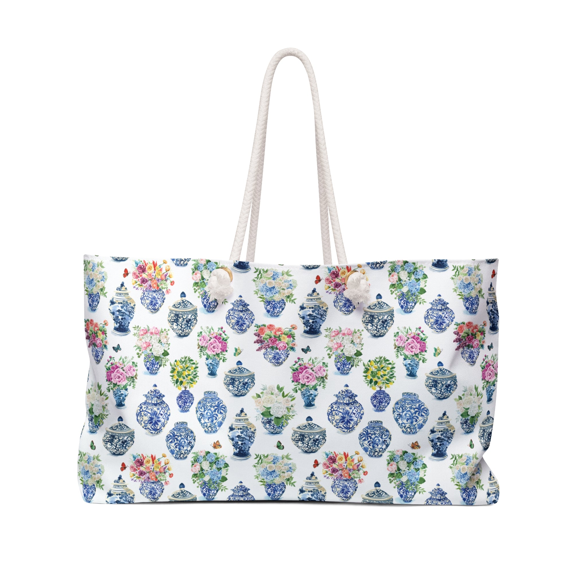 Watercolor Ginger Jar Bouquets Grandmillennial Weekender Tote Bag