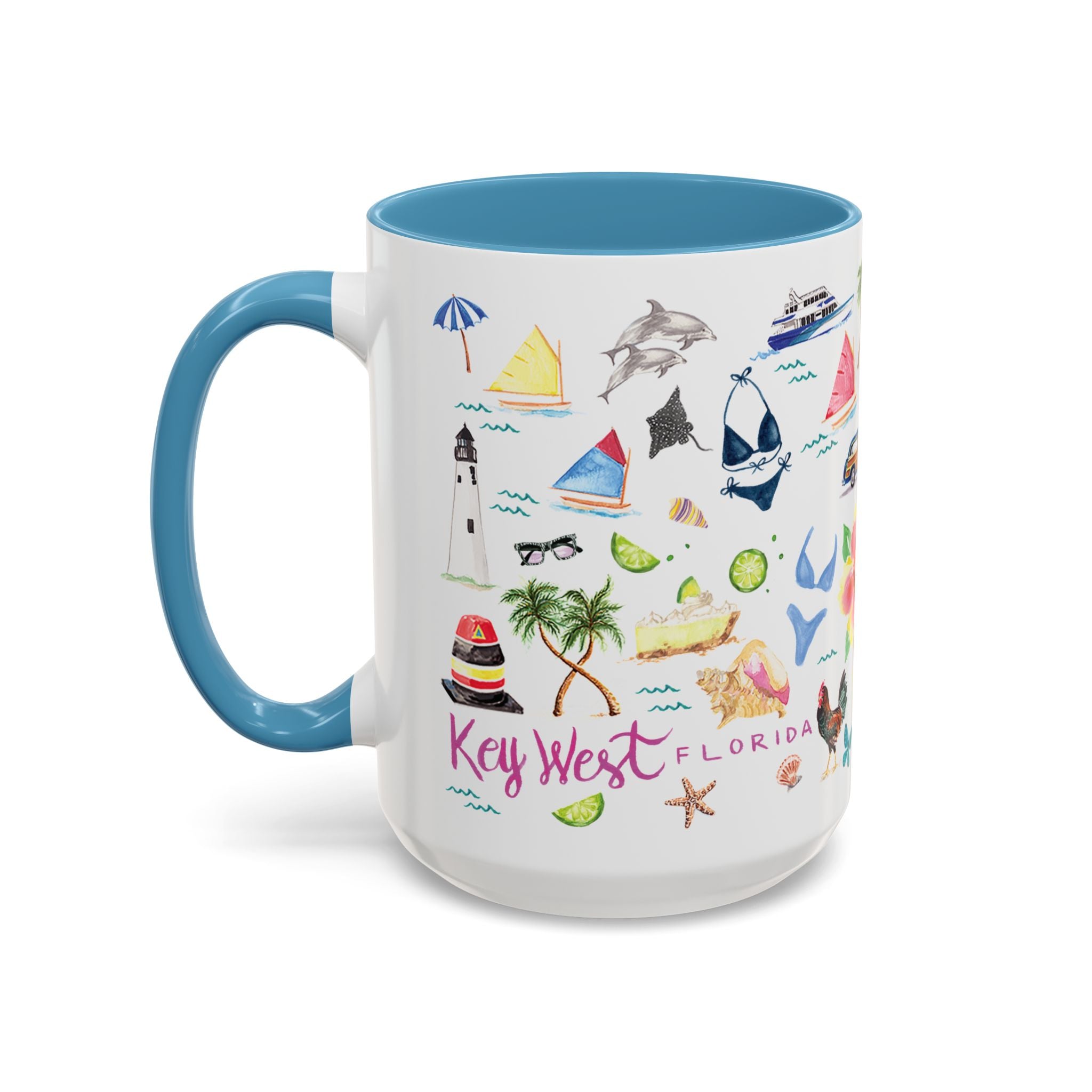 Watercolor Key West Florida Coffee Mug 15oz