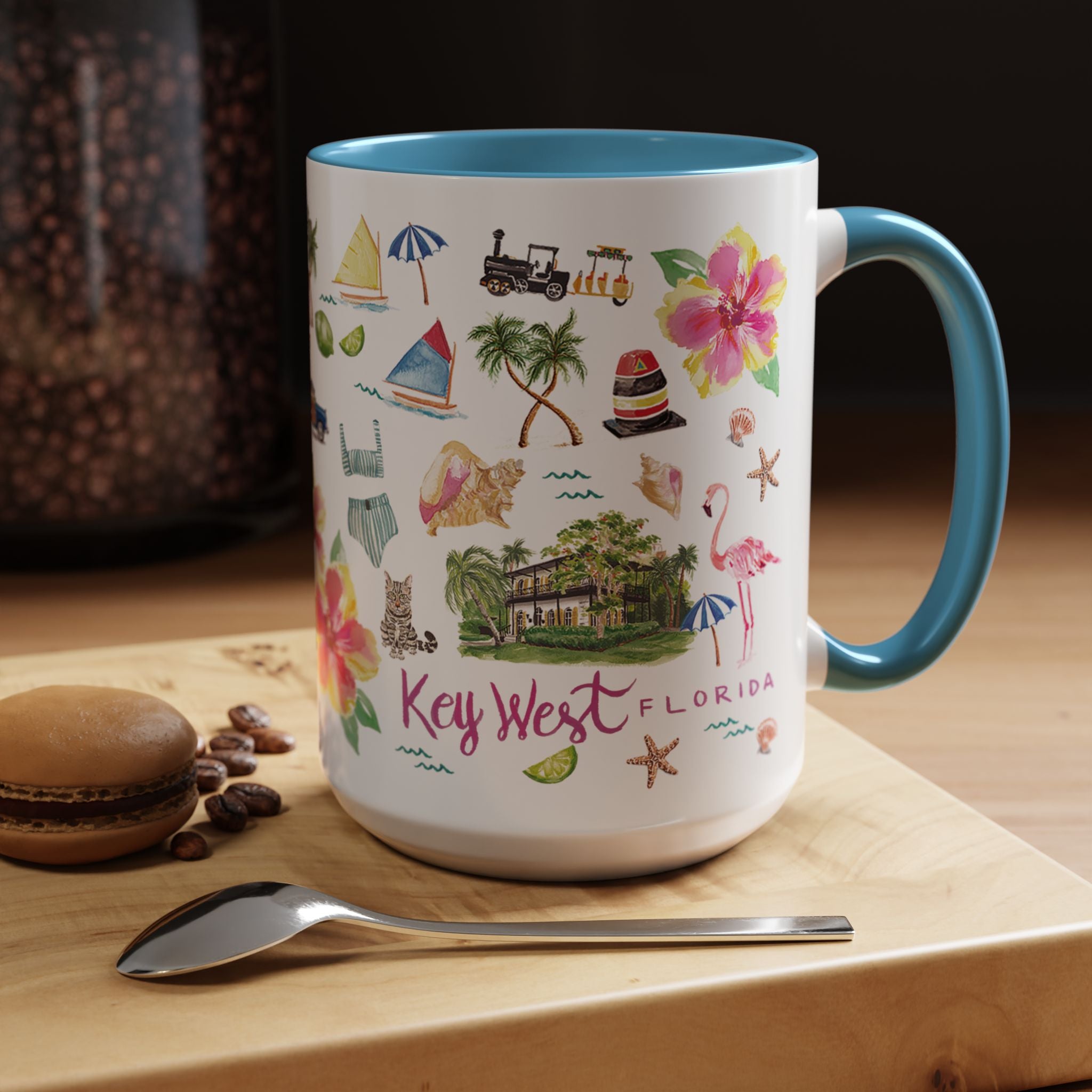 Watercolor Key West Florida Coffee Mug 15oz