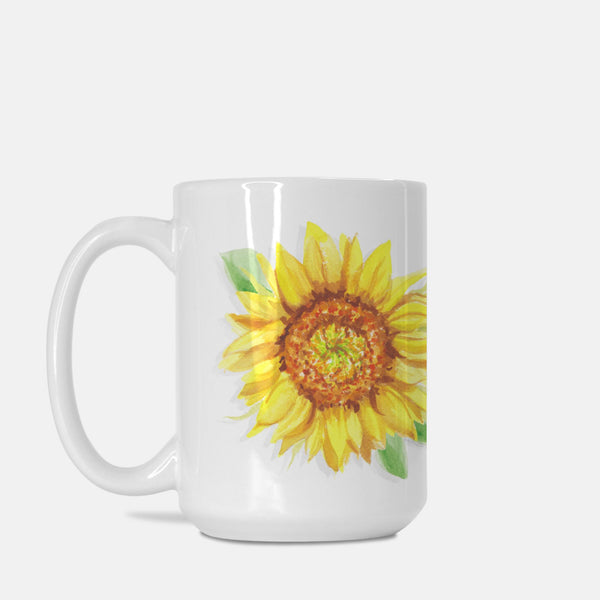 Watercolor Fall Sunflower Coffee Mug Large 15oz.