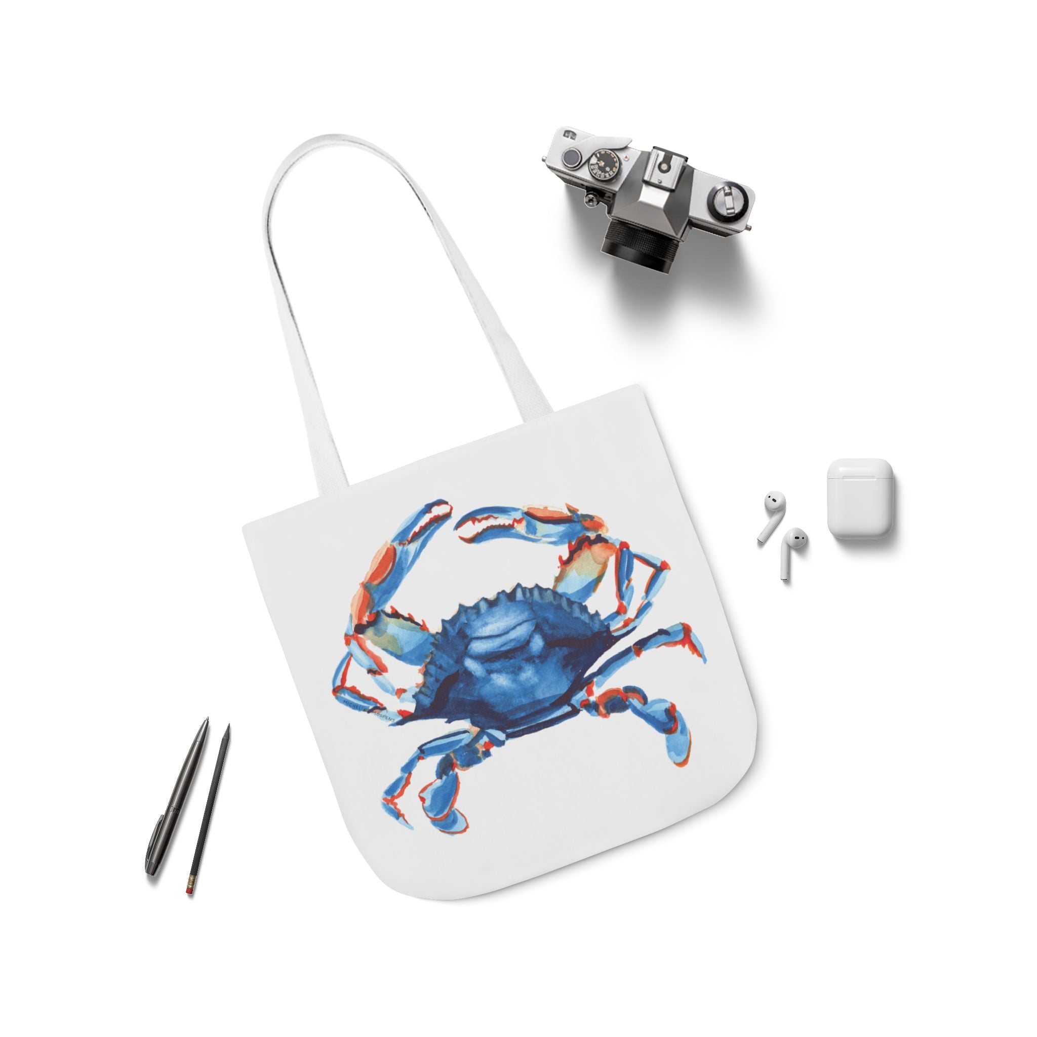 Watercolor Blue Crab Nautical Beachy Coastal Tote Bag