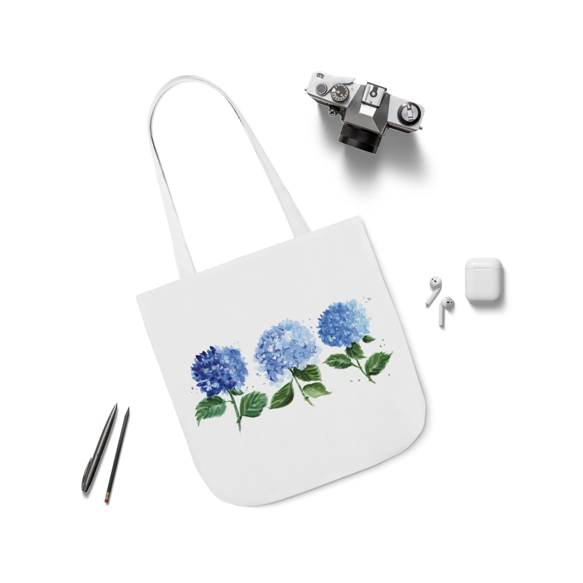 Watercolor Floral Hydrangea Coastal Tote Bag