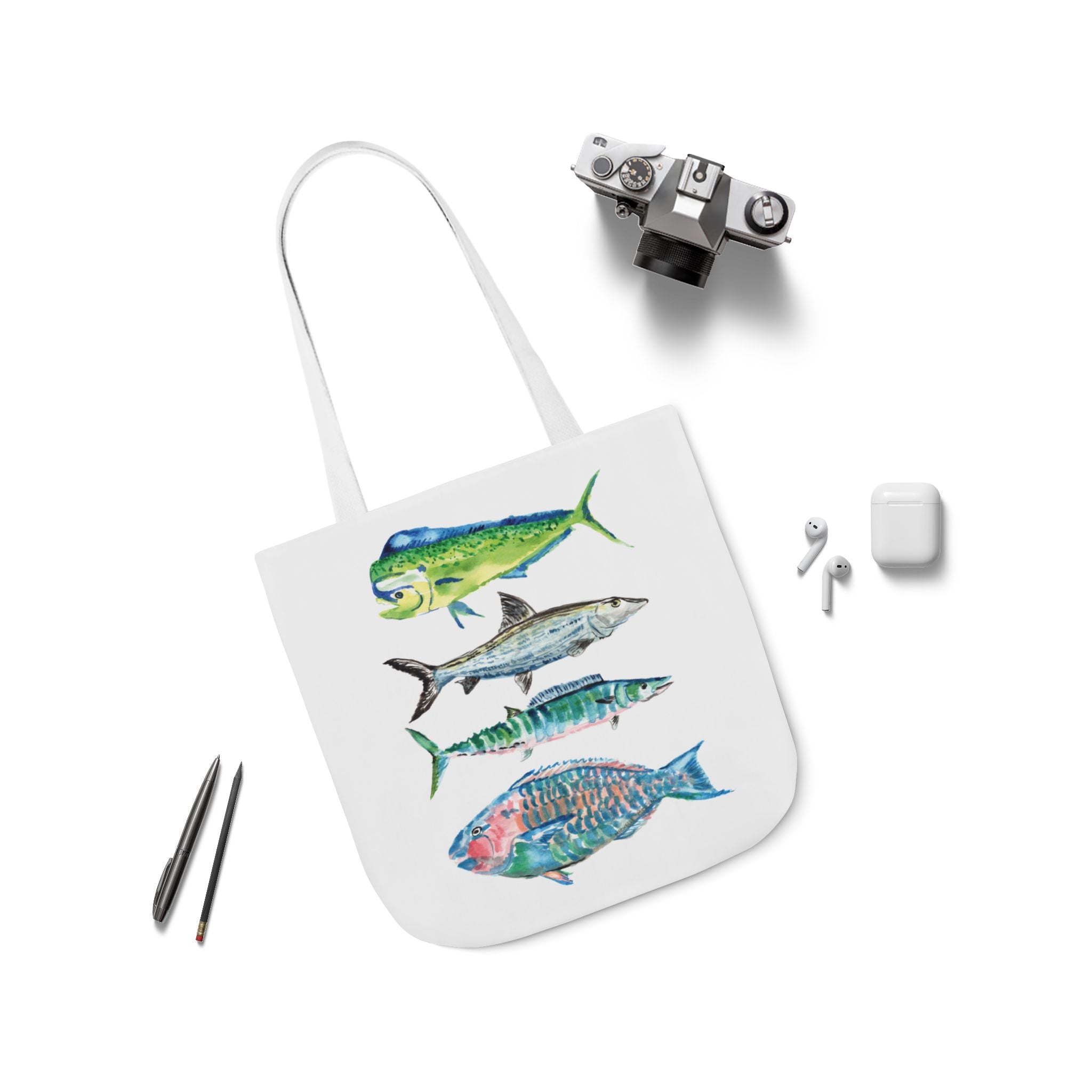 Watercolor Tropical Fish Nautical Beachy Coastal Tote Bag