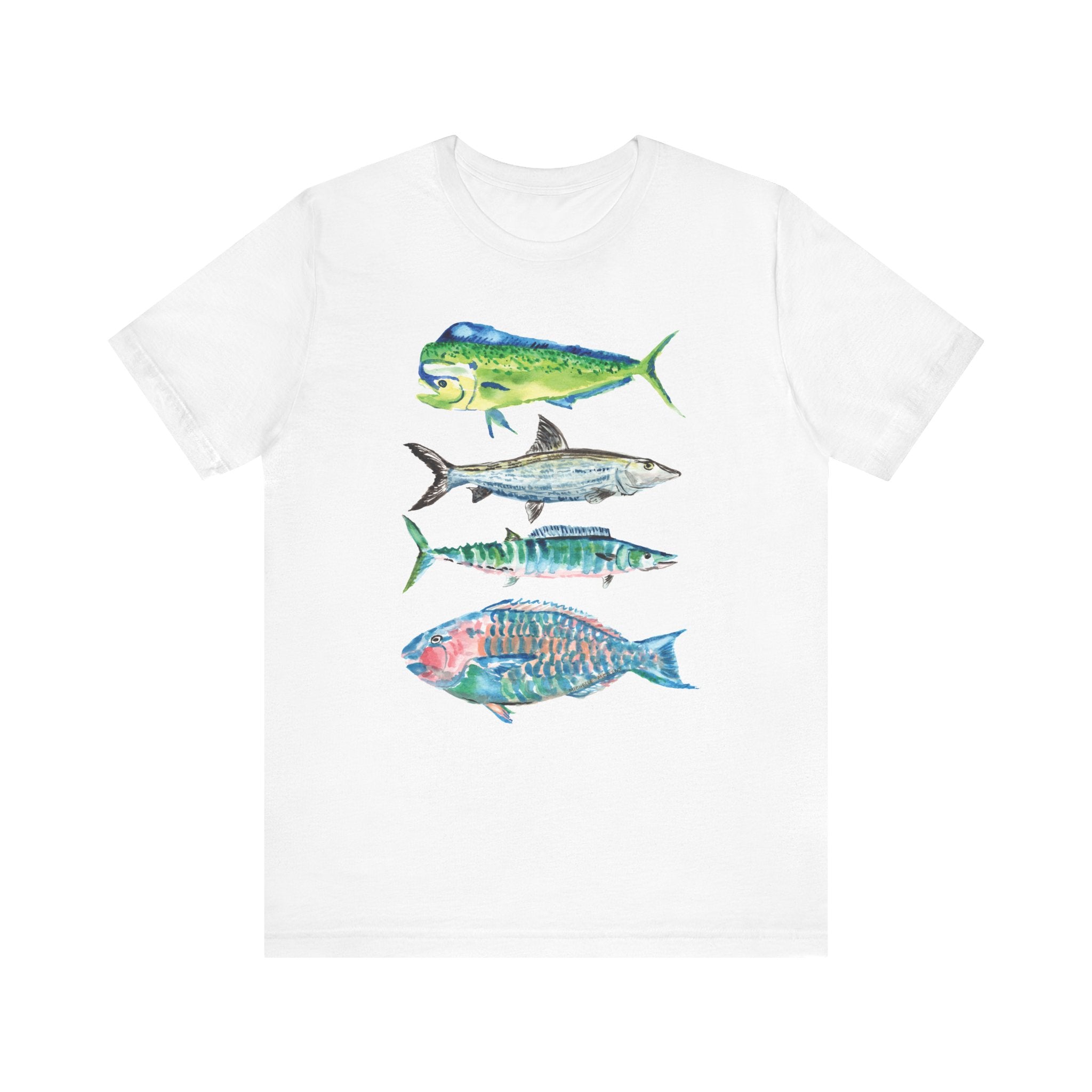 Watercolor Tropical Fish Unisex Jersey Short Sleeve T-shirt - Nautical Shirt