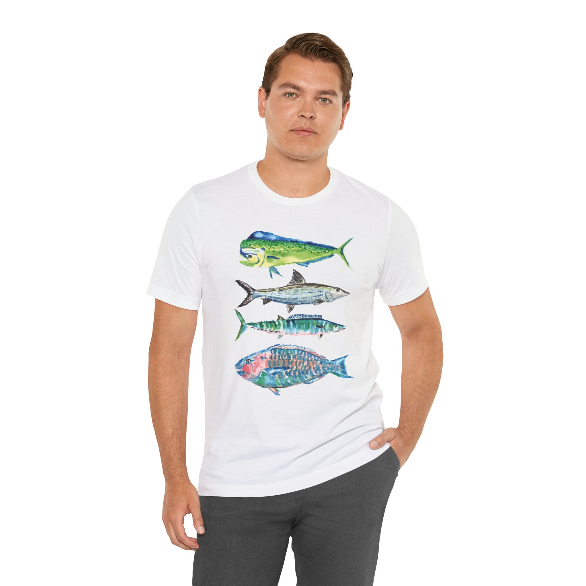 Watercolor Tropical Fish Unisex Jersey Short Sleeve T-shirt - Nautical Shirt