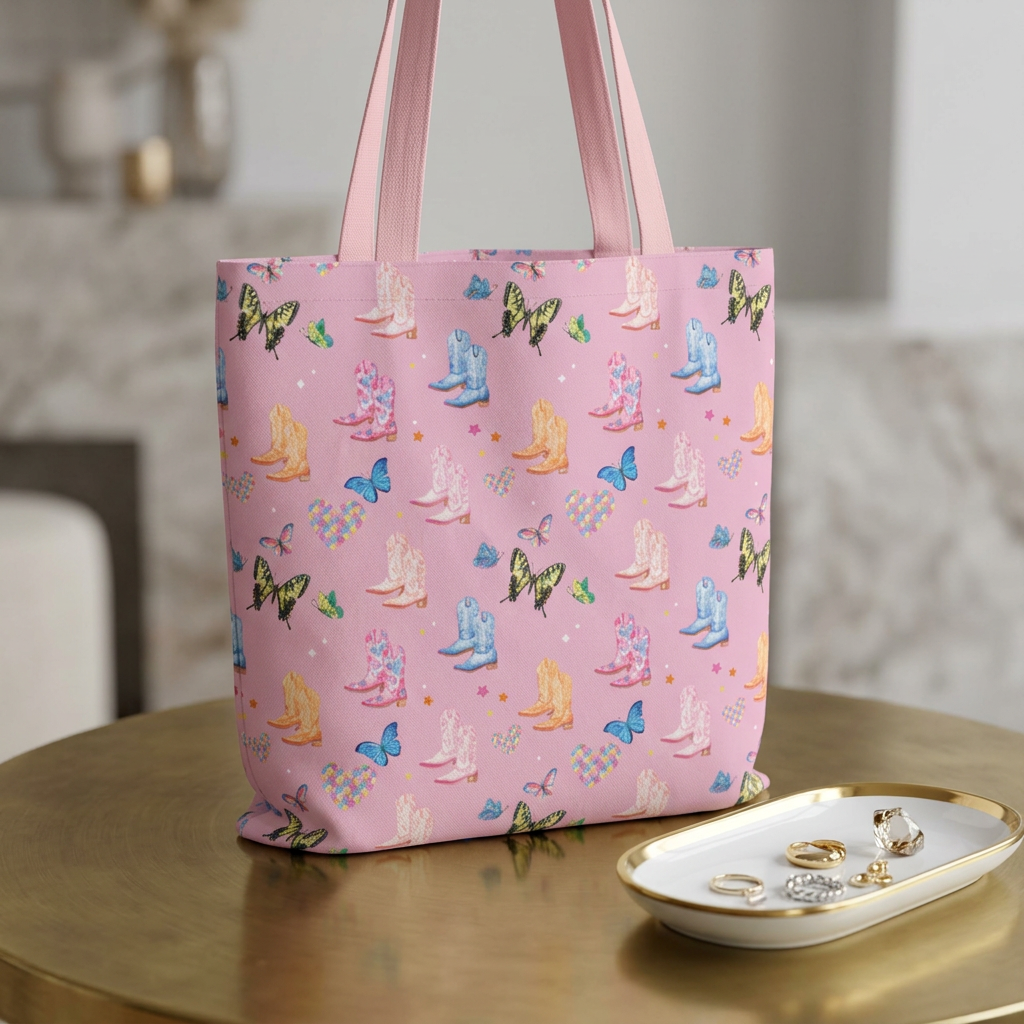 Watercolor Western Girly Tote Bag, Modern Cowgirl Bag | Michelle Mospens