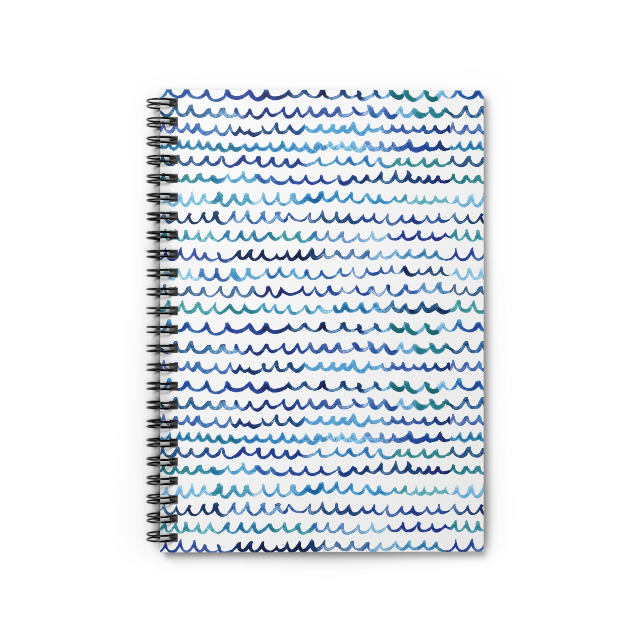 Watercolor Nautical Waves Beachy Coastal Spiral Notebook