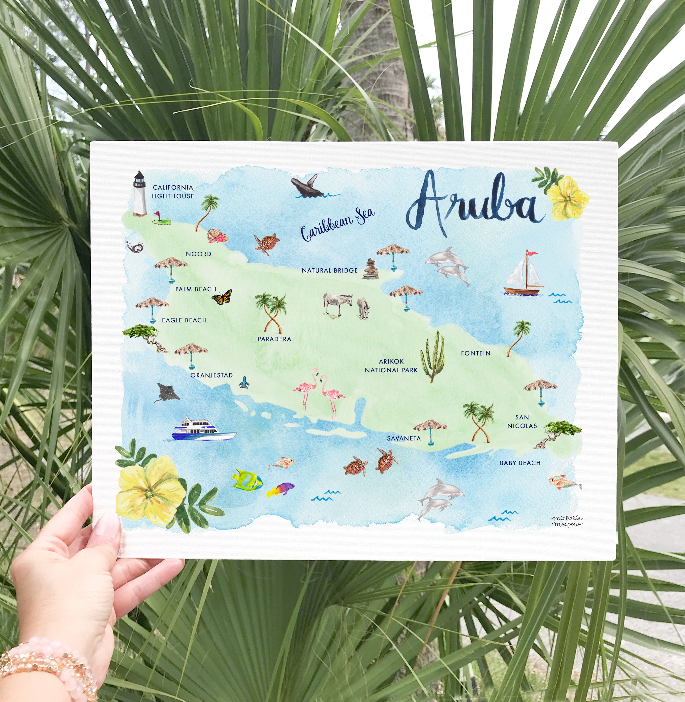 Aruba Island Map Art Print