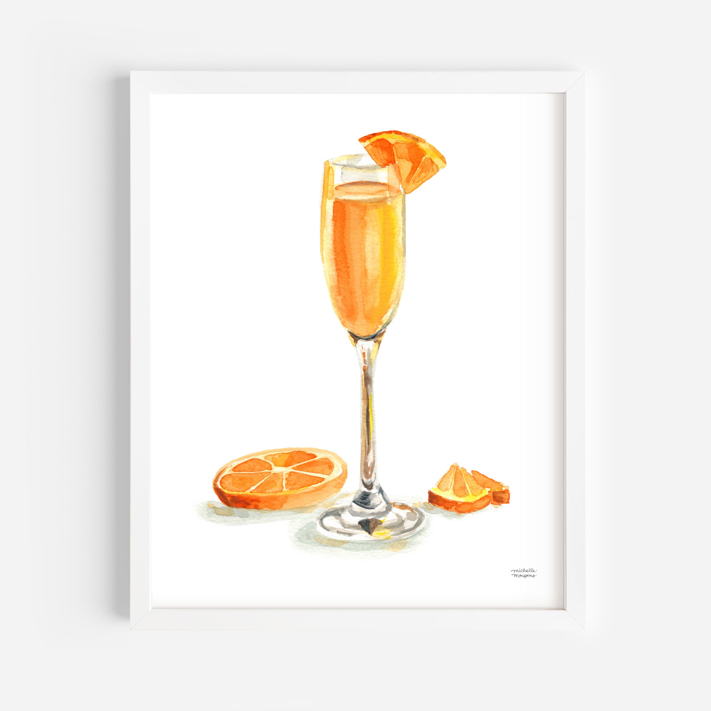 Watercolor Mimosa Drink Wall Art Print | Bar Cart Art, Cocktail Lover Gift