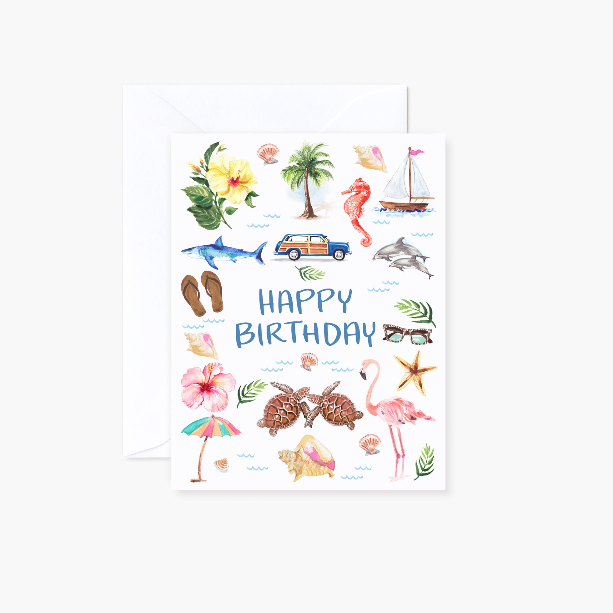 Watercolor Beach Birthday Card