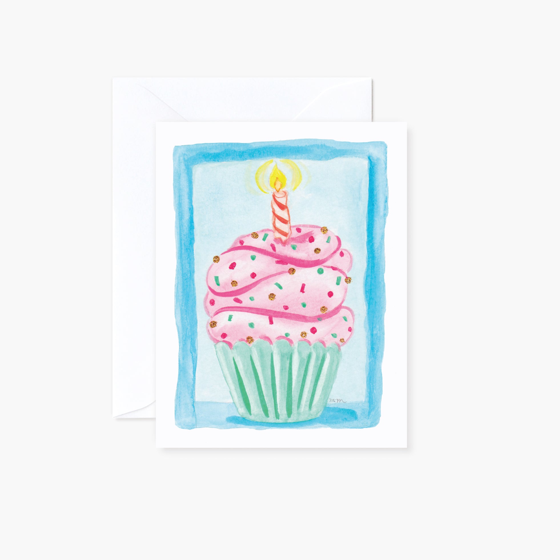 Watercolor Birthday Cupcake Card