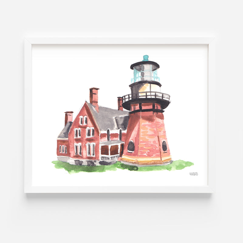 Art Print Block Island Lighthouse Rhode Island by Michelle Mospens Boy Nursery Kids Room Decor