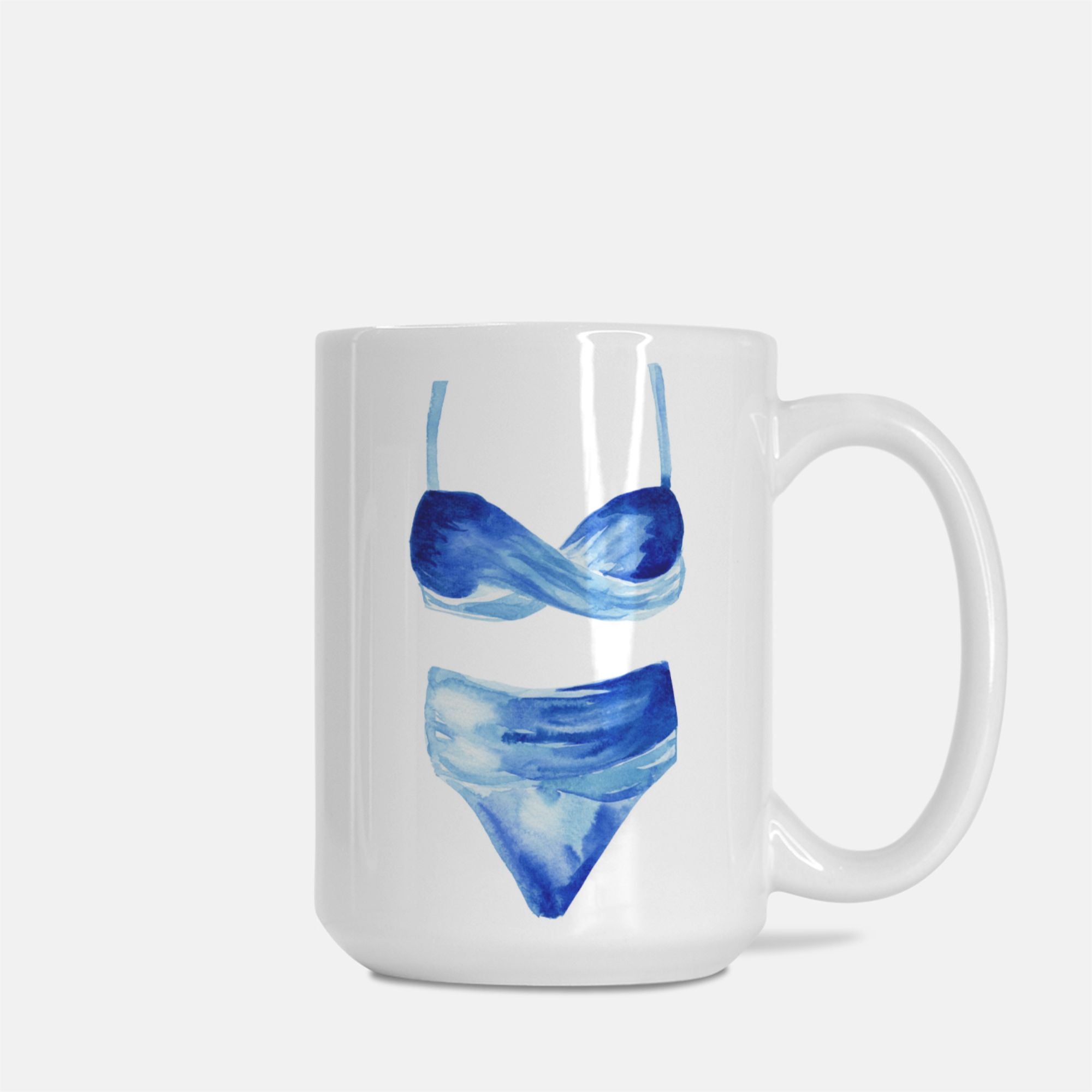 Watercolor Blue Ombre Bikini Bathing Suit Beach Lover Coffee Mug 15oz.