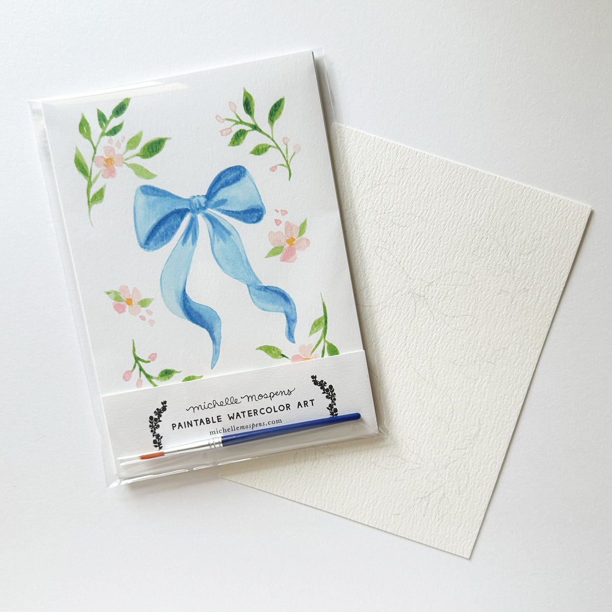 Paintable Watercolor Art Kit, 5x7 DIY Watercolor Bow Painting | Michelle Mospens
