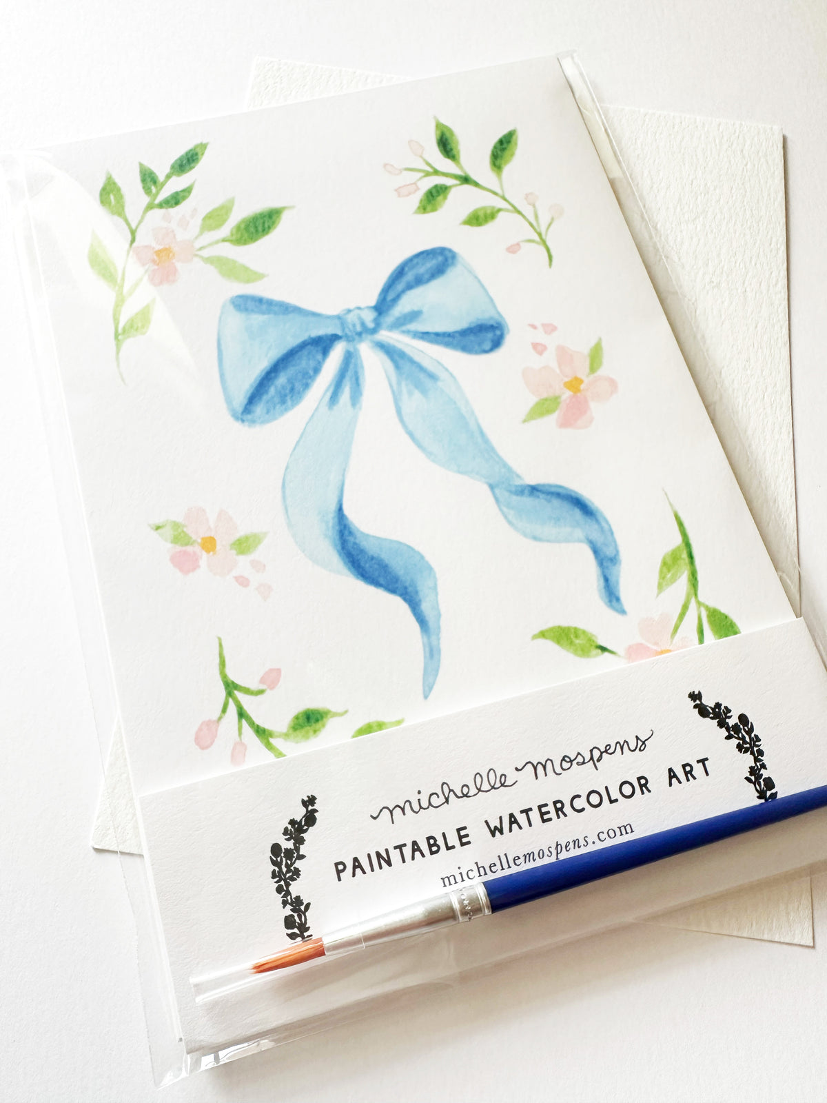 Paintable Watercolor Art Kit, 5x7 DIY Watercolor Bow Painting | Michelle Mospens