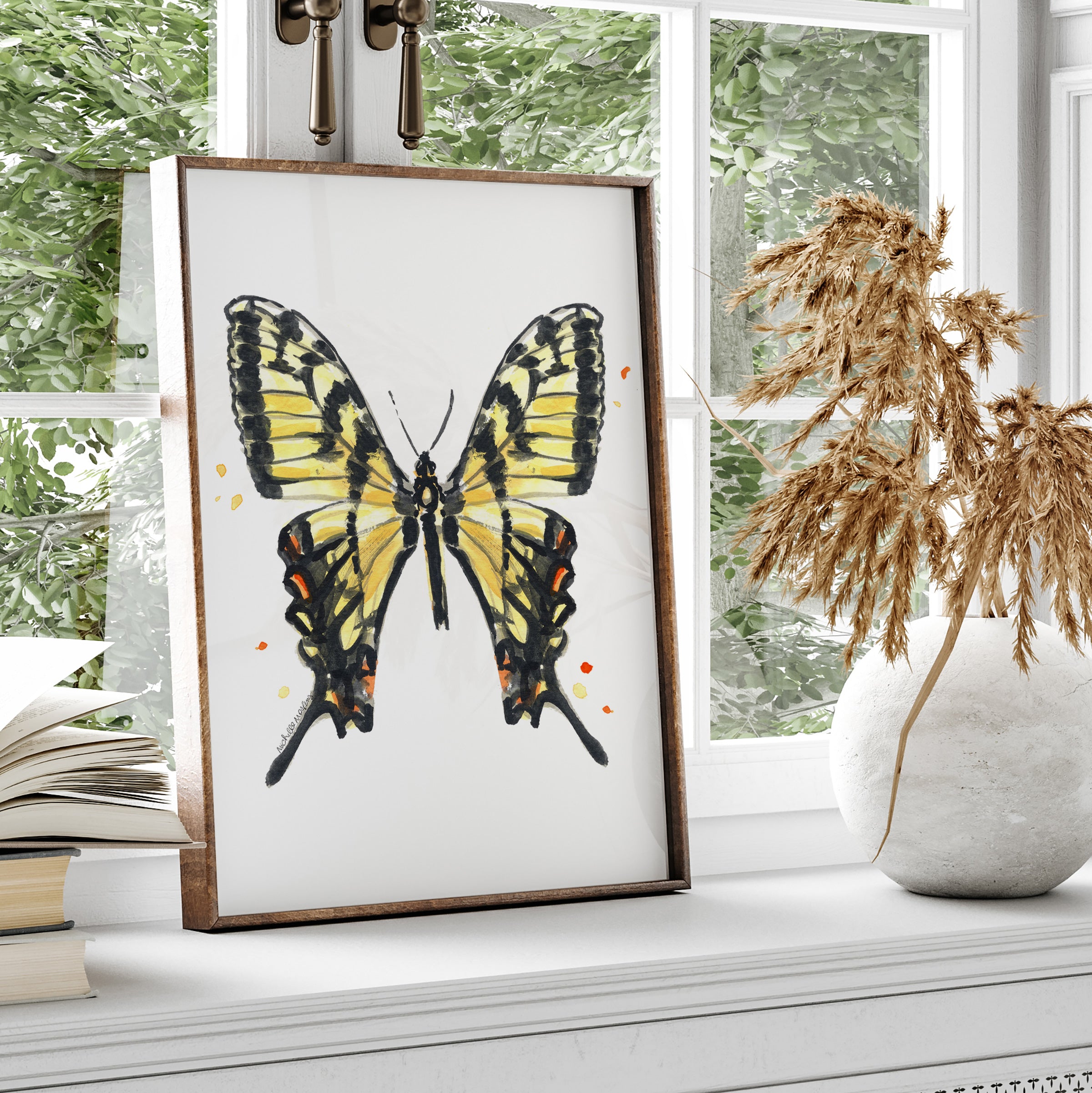 Eastern Tiger Swallowtail Butterfly Watercolor Wall Art Print by Michelle Mospens
