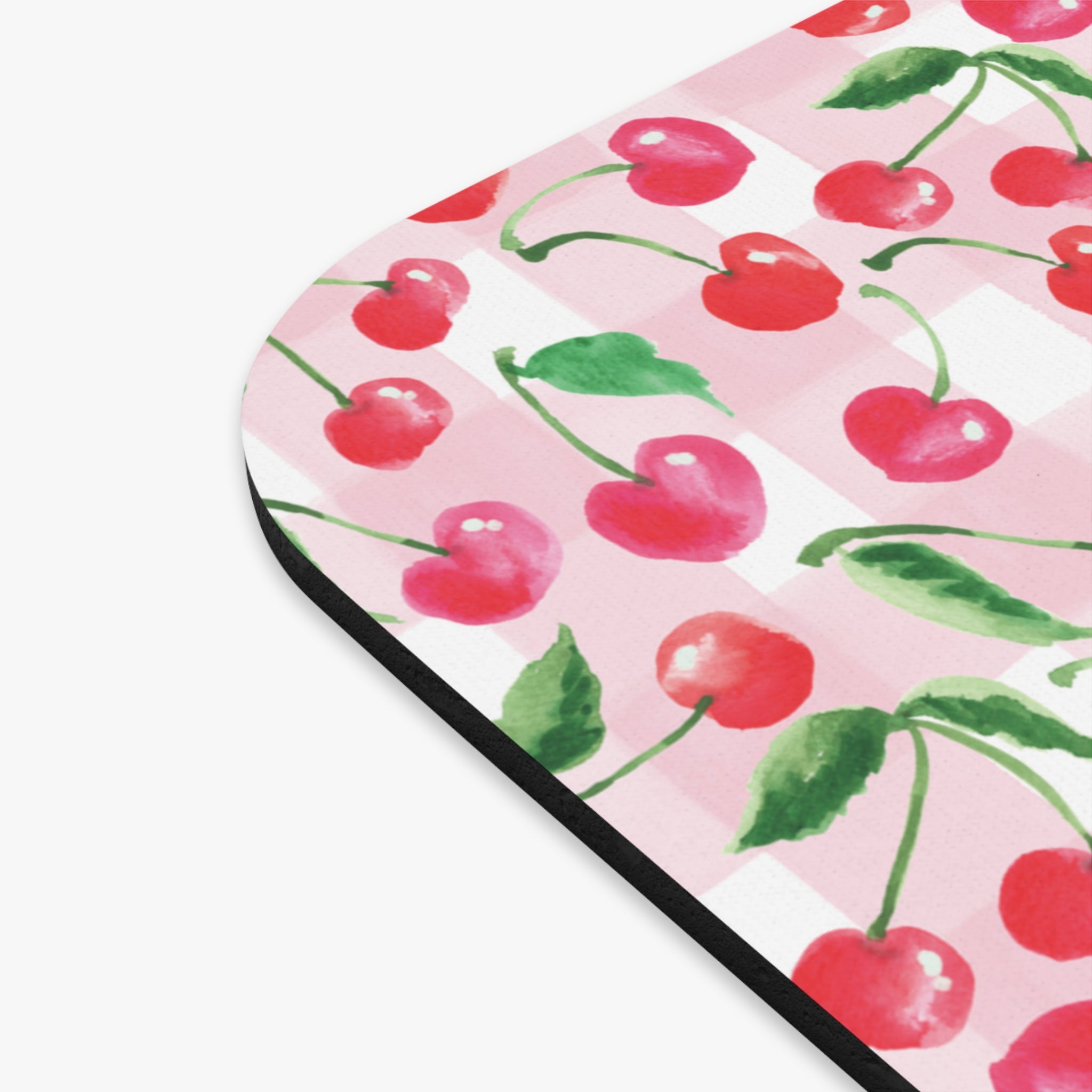 Watercolor Coquette Cottage Cherry Gingham Mouse Pad