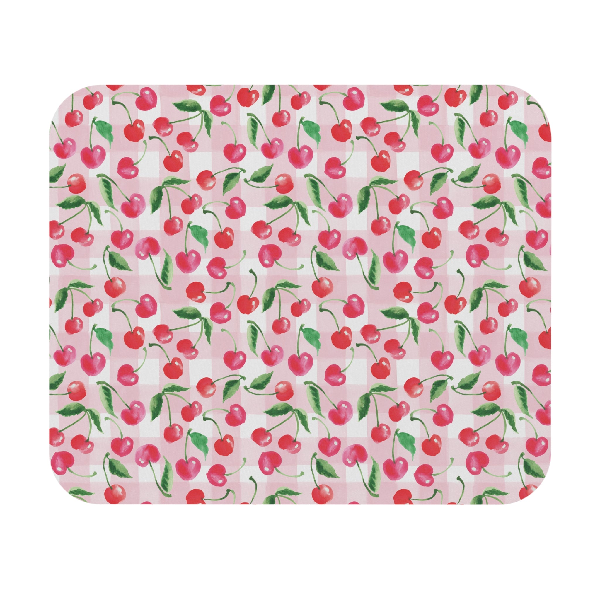 Watercolor Coquette Cottage Cherry Gingham Mouse Pad