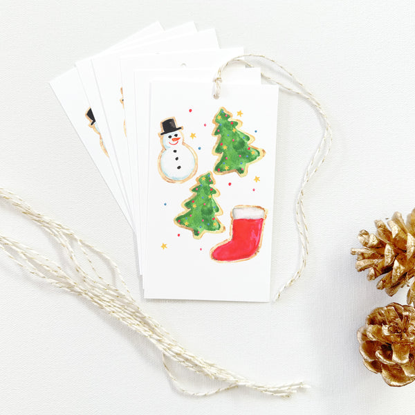 Set of Illustrated Christmas Gift Tags: Christmas Cookies and Treats Holiday Gift Tags