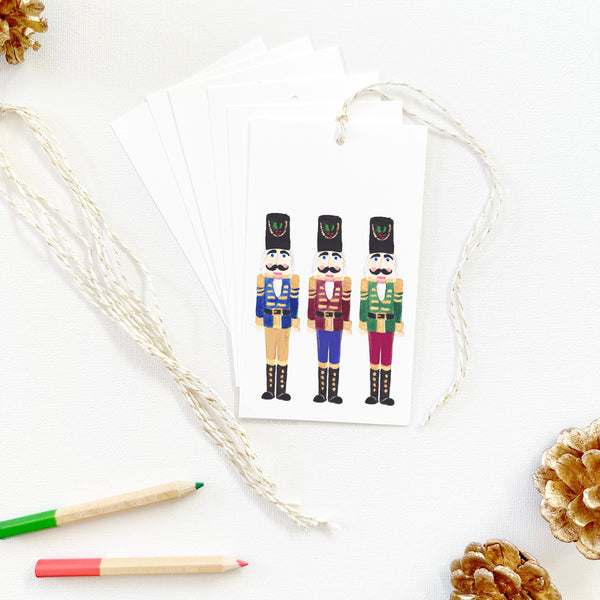 Set of Illustrated Christmas Gift Tags: Watercolor Nutcrackers Holiday Gift Tags
