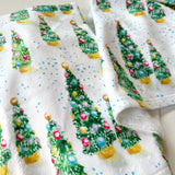 Watercolor Christmas Trees Designer Dish Towel by Michelle Mospens | Holiday Hand Towel