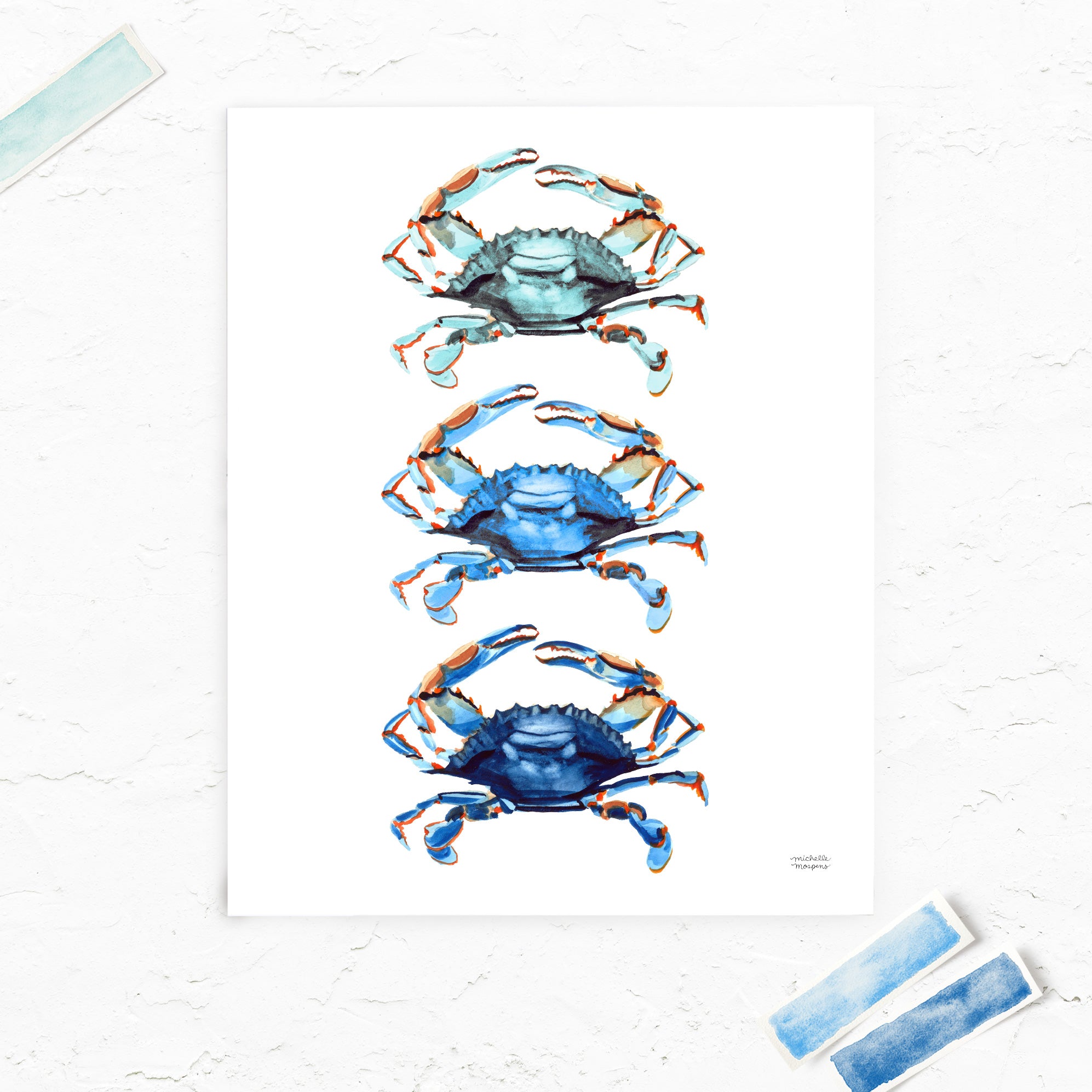 Watercolor Crabs Art Print Unframed