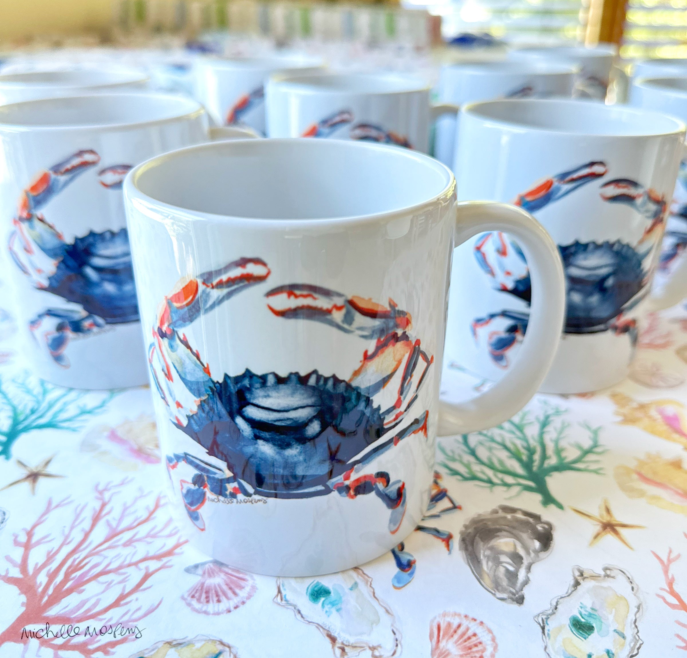 Watercolor Blue Crab Coffee Mug 11oz