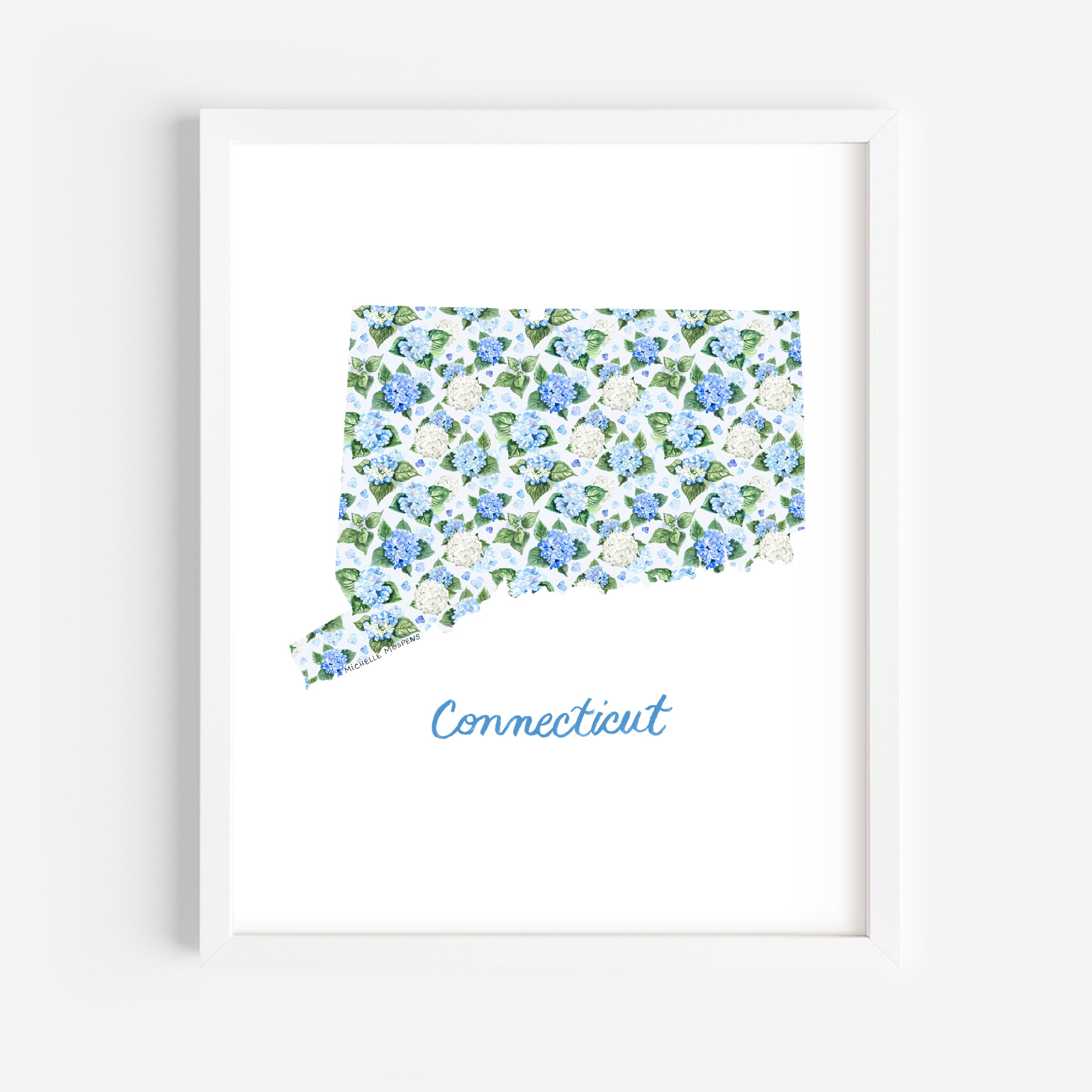 Connecticut State Watercolor Wall Art Print by Michelle Mospens | Cute Connecticut Gift