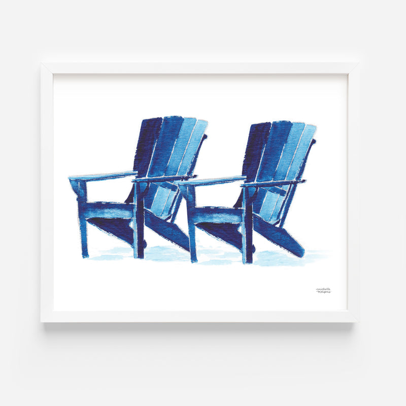 Cute Watercolor Beach Chairs Wall Art Print by Michelle Mospens