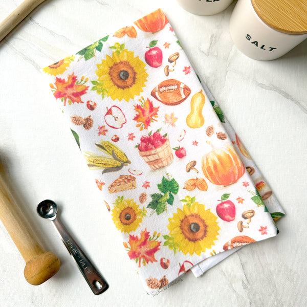 Watercolor Fall Vibes Kitchen Cotton Tea Towel by Michelle Mospens