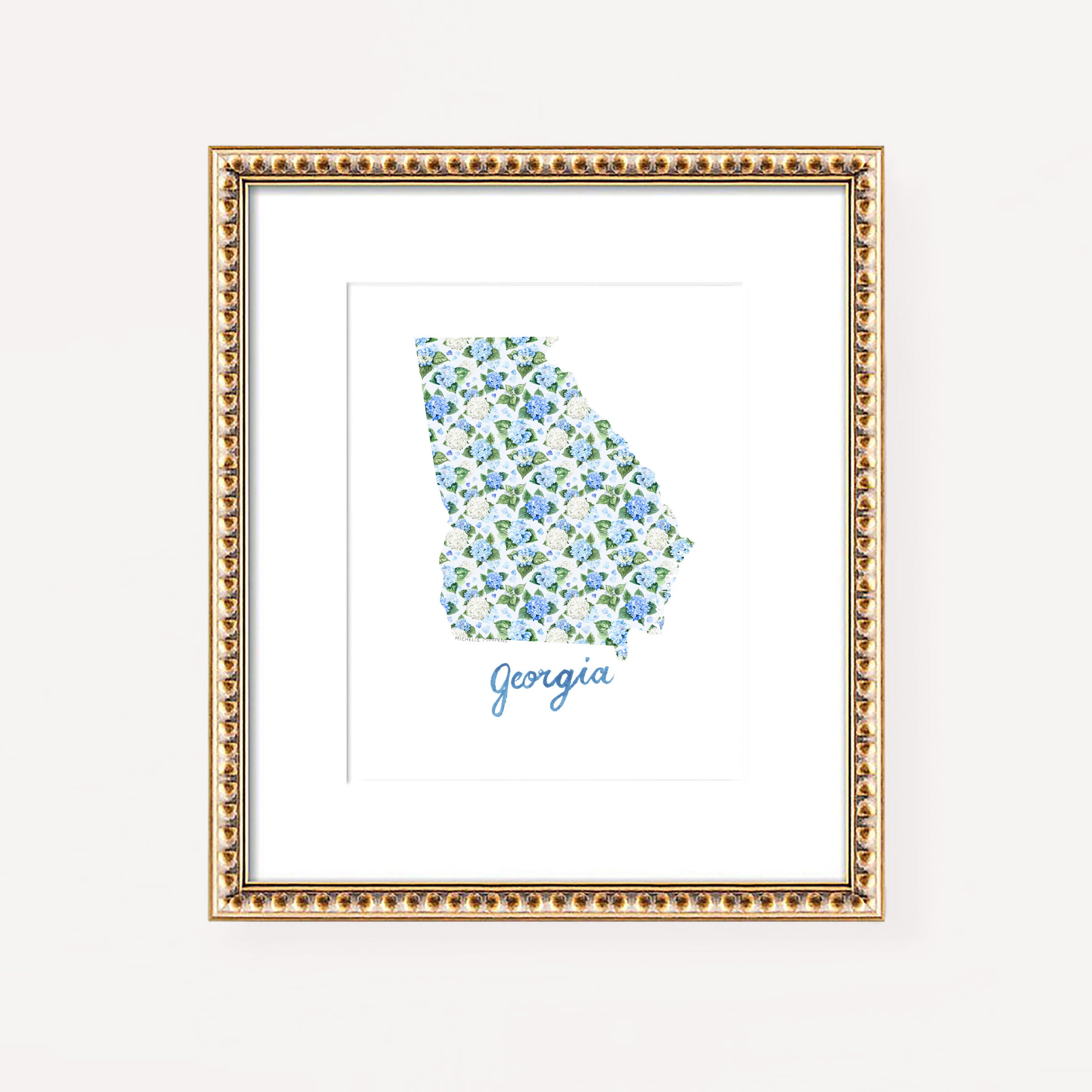 Watercolor Georgia State Wall Art Print by Michelle Mospens