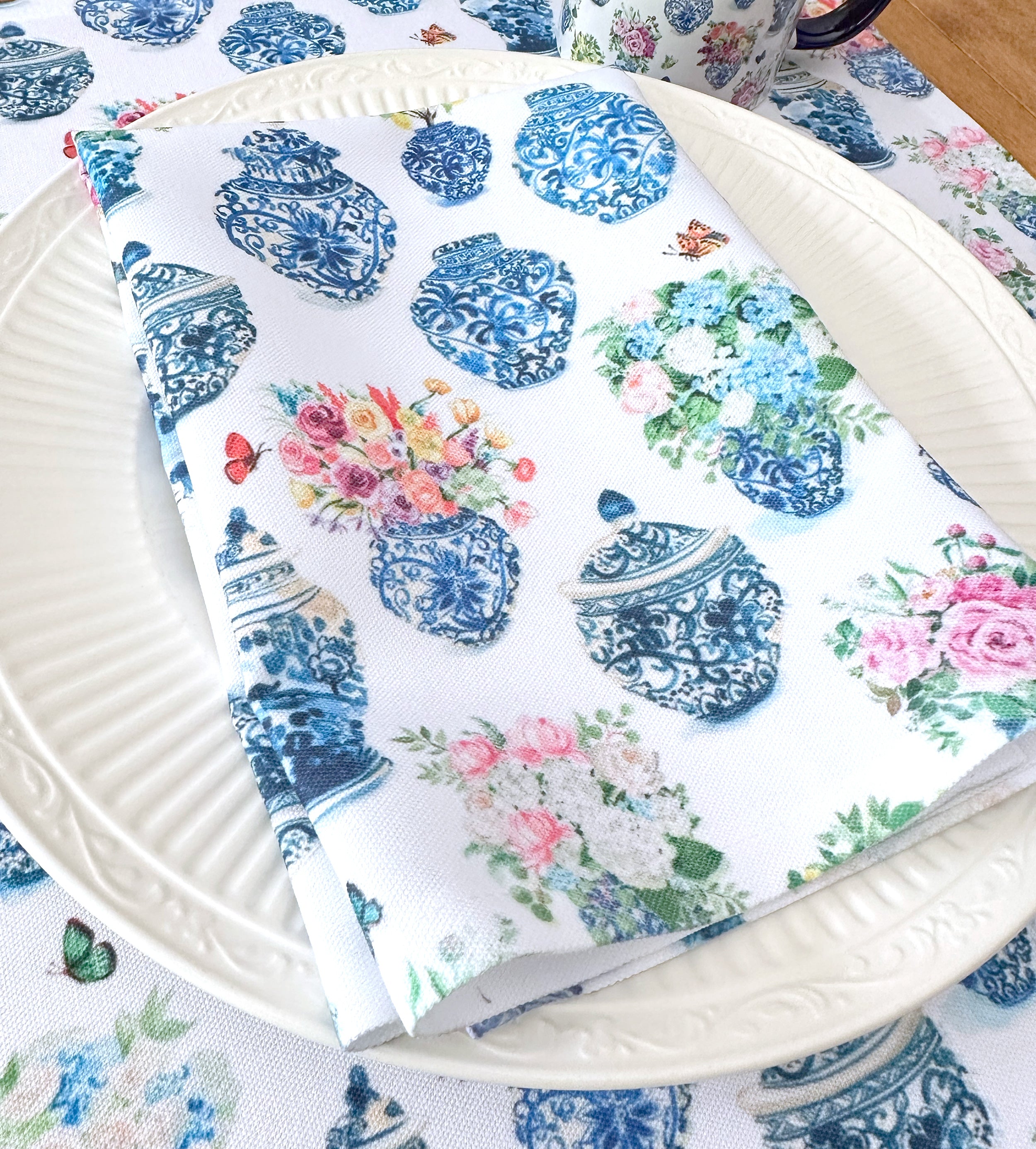 Cute Watercolor Grandmillennial Art Cloth Dinner Napkins