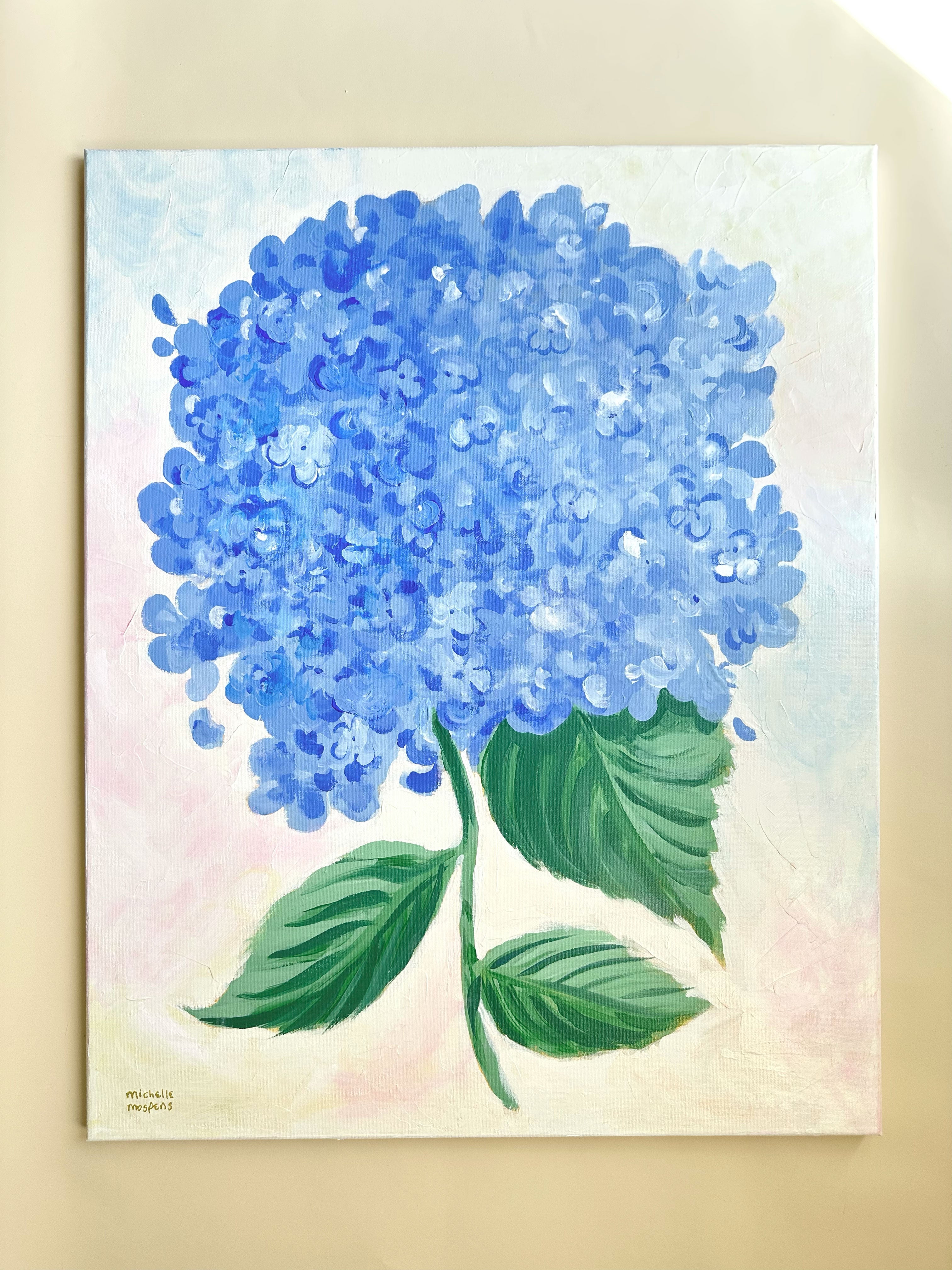 Garden Club Chic | Blue Hydrangea Original Large Canvas Painting