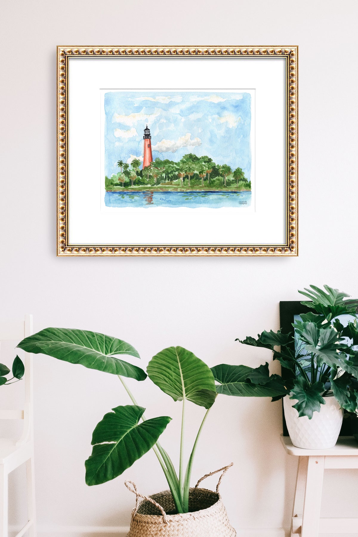 Jupiter Lighthouse Watercolor Wall Art Print, Florida Coastal Art | Michelle Mospens