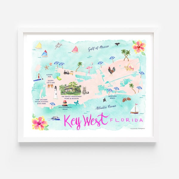 Key West Florida Map Art Print