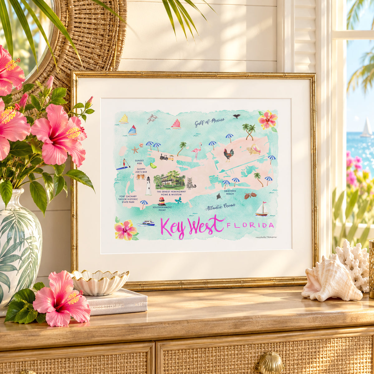 Key West Florida Map Art Print