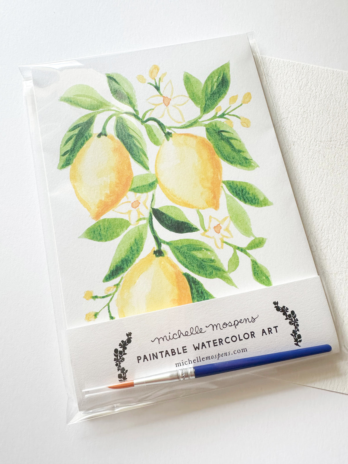 Paintable Watercolor Art Kit, 5x7 DIY Watercolor Lemons Painting | Michelle Mospens