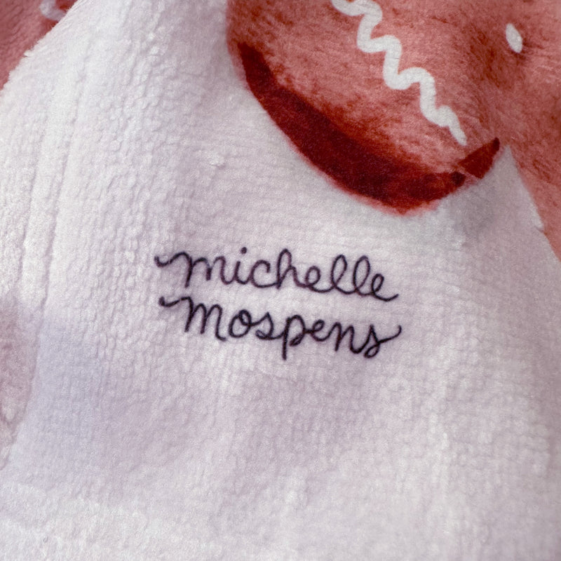 Watercolor Seaside Gingerbread Cookies Hand Towel by Michelle Mospens | Designer Dish Towel in Light Pink