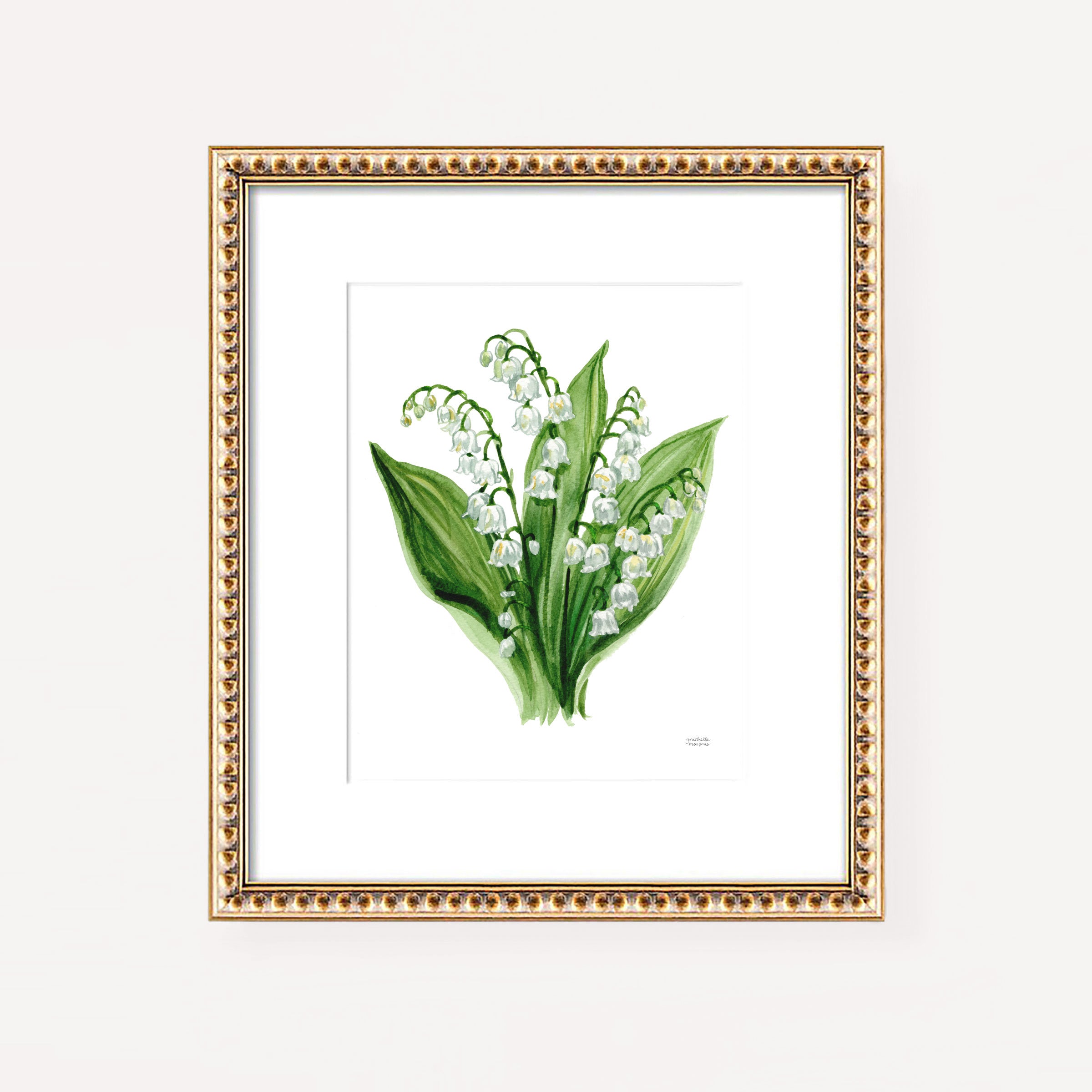 Watercolor Lily of the Valley Print, May Birth Flower | Michelle Mospens