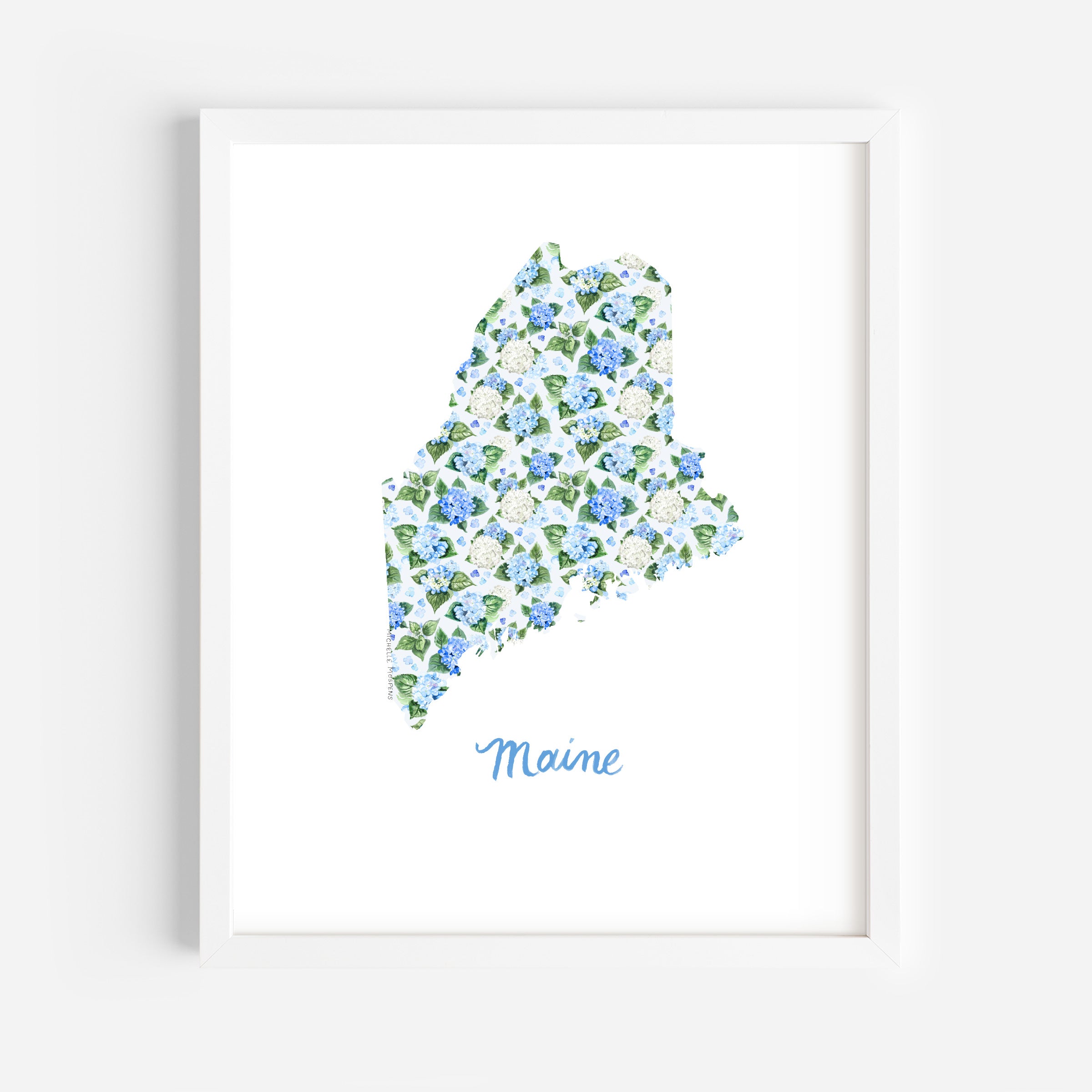 Maine State Watercolor Wall Art Print by Michelle Mospens | Cute Maine Gift