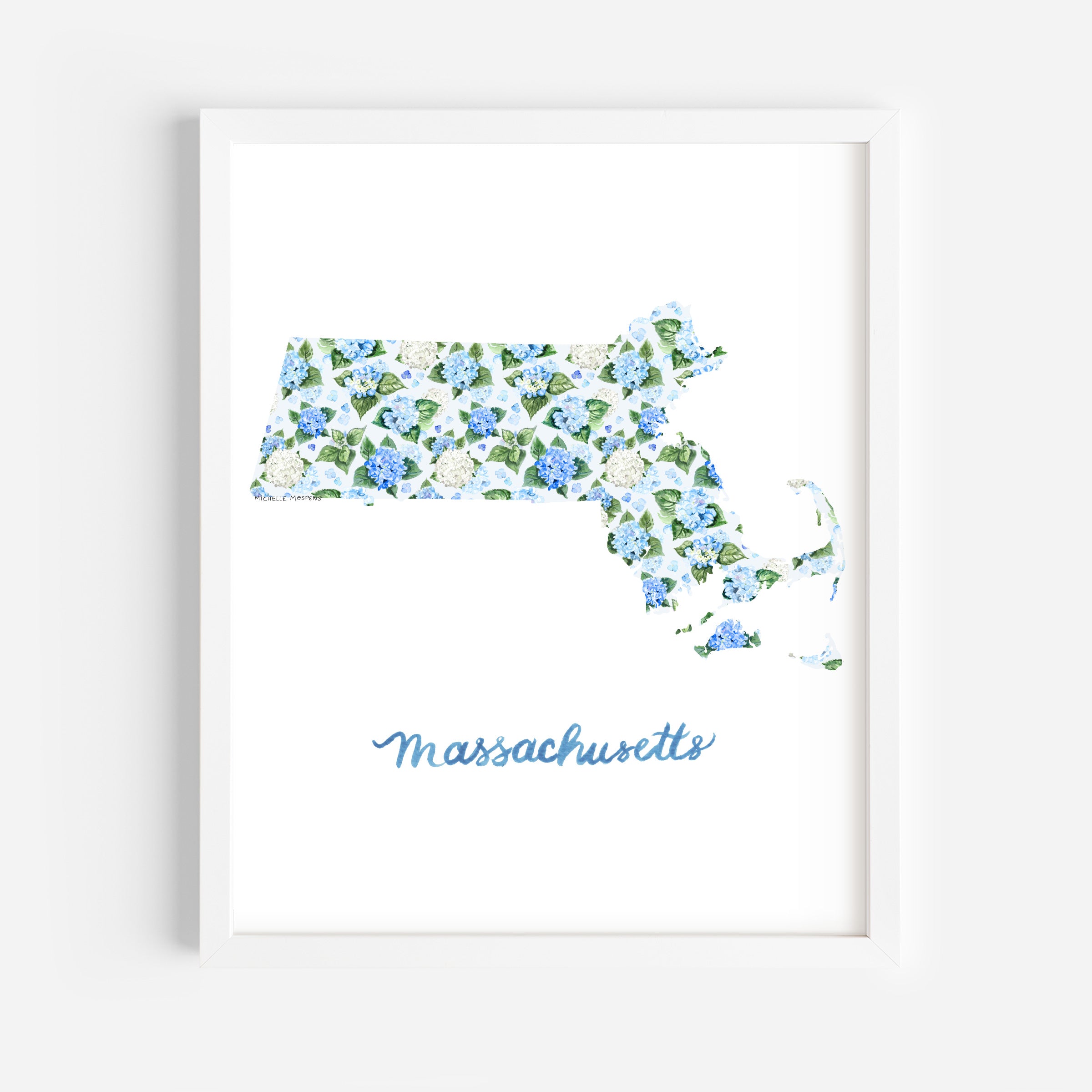 Watercolor Massachusetts State Wall Art Print by Michelle Mospens