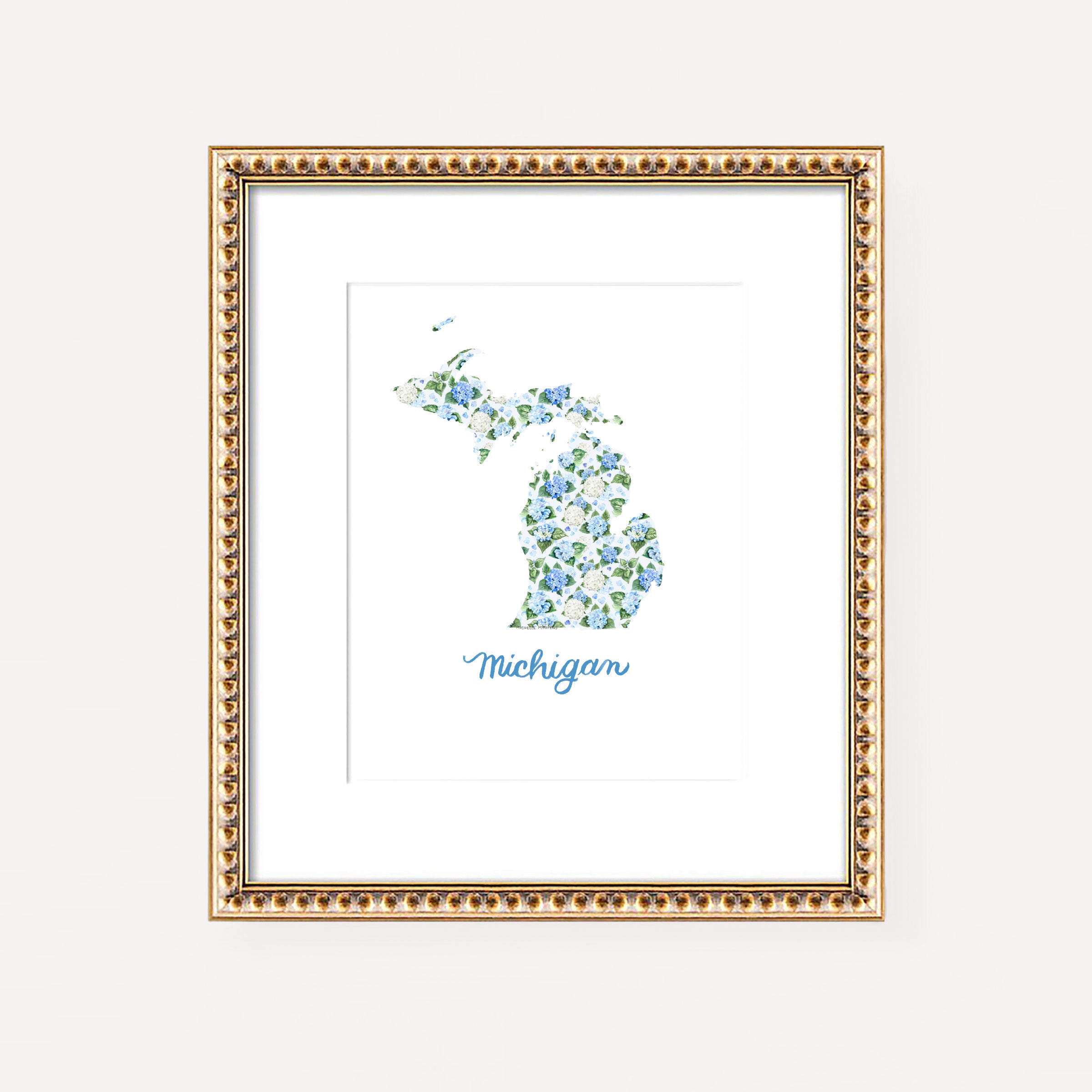 Michigan State Watercolor Wall Art Print by Michelle Mospens | Cute Michigan Gift