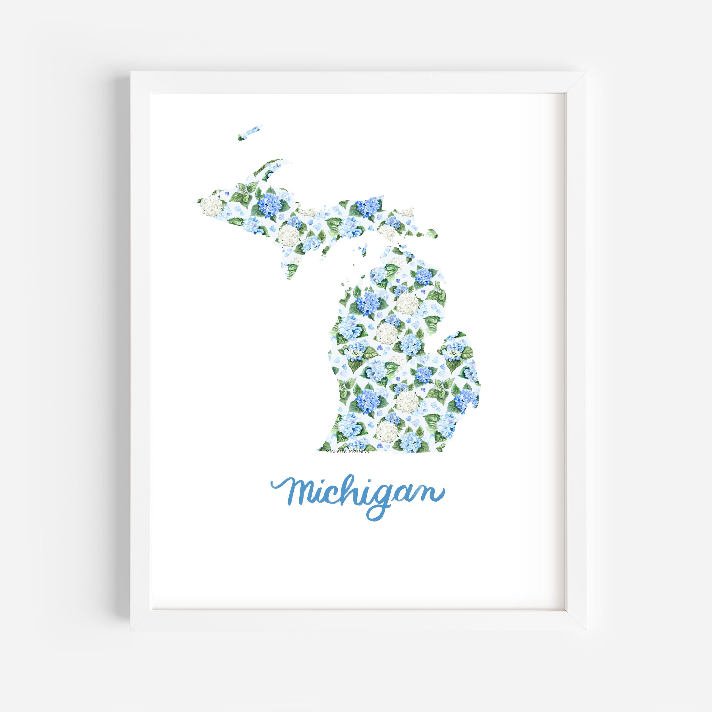 Michigan State Watercolor Wall Art Print by Michelle Mospens | Cute Michigan Gift