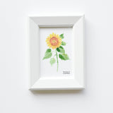 Small Framed Sunflower Watercolor Art Print by Michelle Mospens | Mini Sunflower Art Gift
