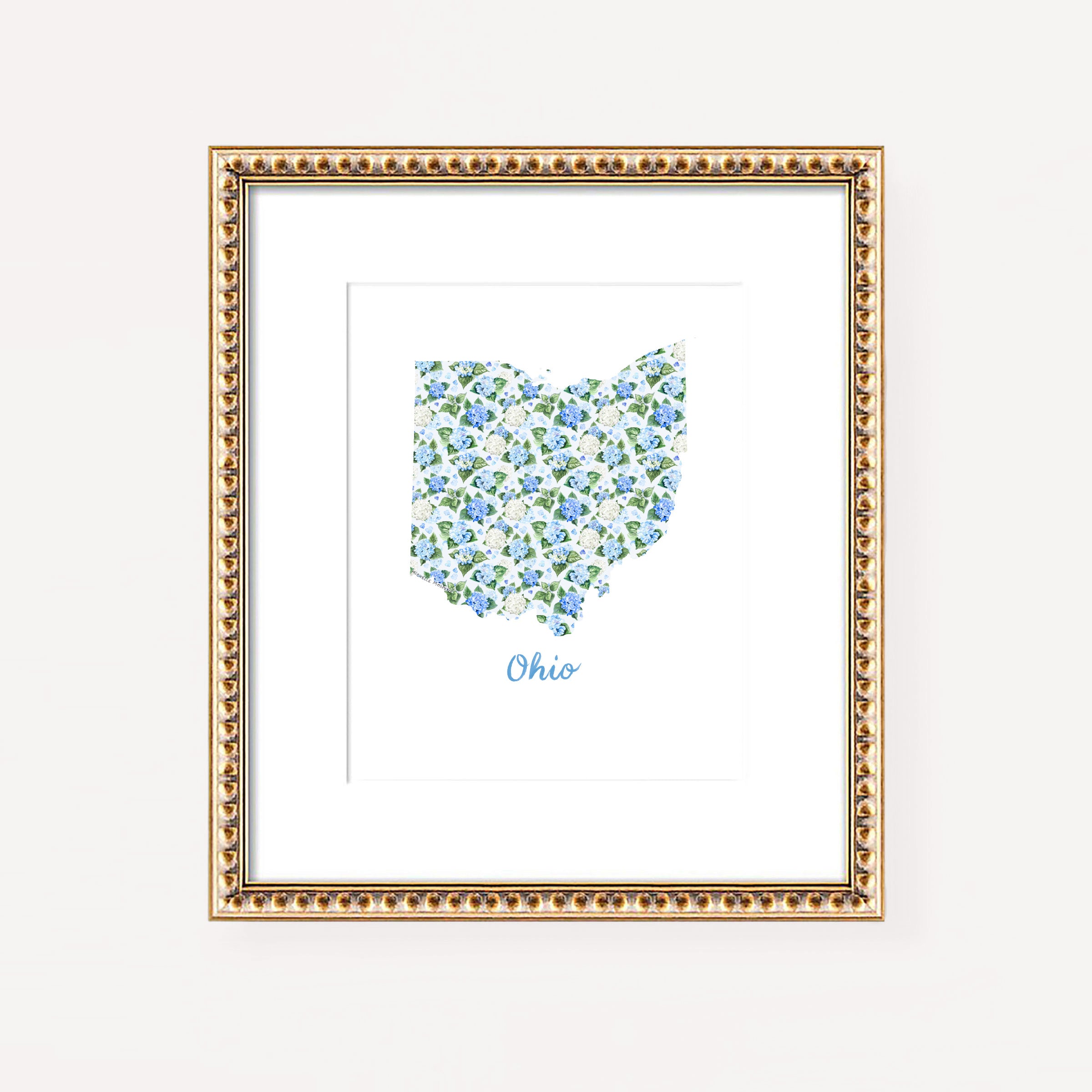 Ohio State Watercolor Wall Art Print by Michelle Mospens | Cute Ohio Gift