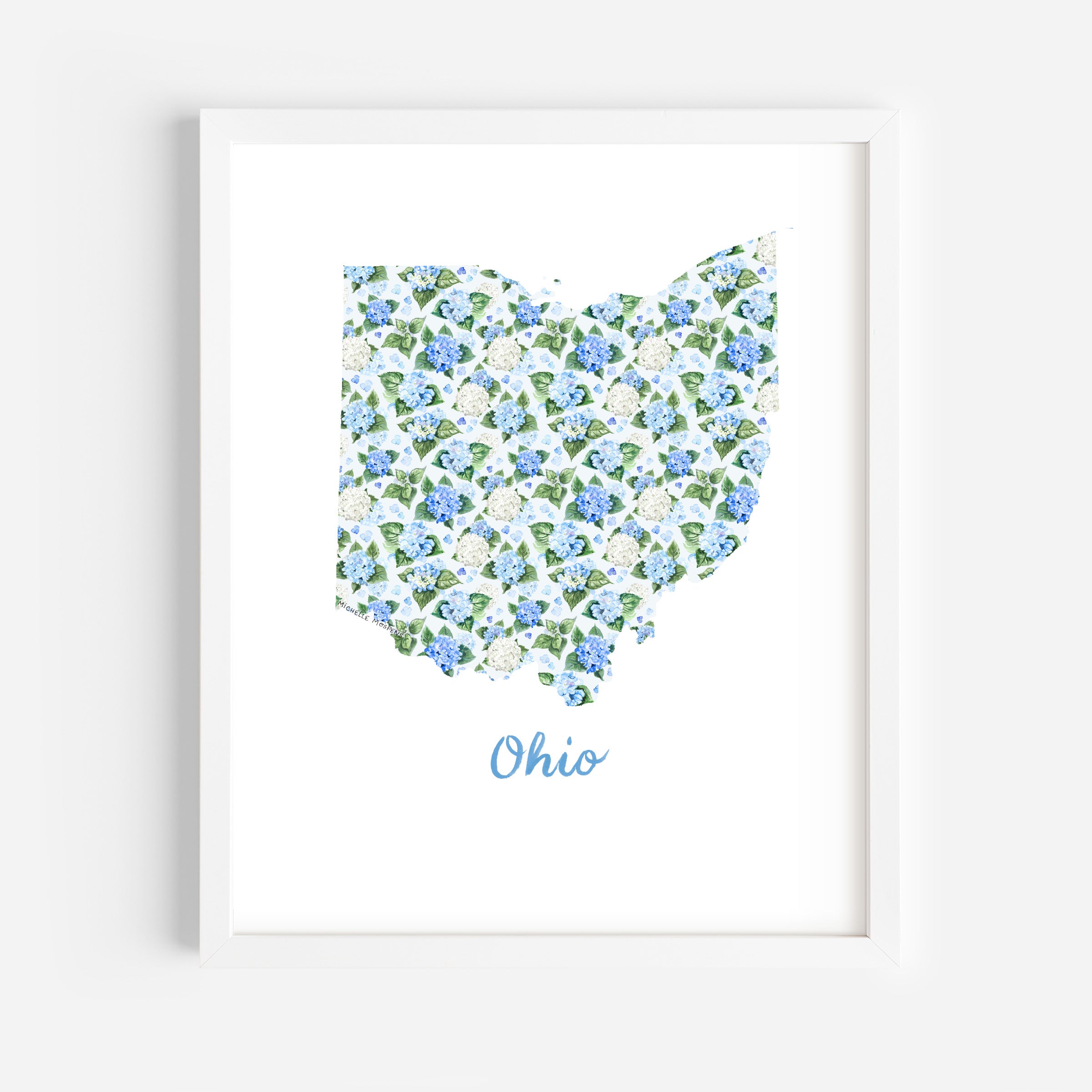 Ohio State Watercolor Wall Art Print by Michelle Mospens | Cute Ohio Gift